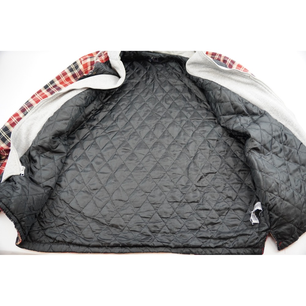 CACTUS Flannel Quilted Lined‎ Hooded Shirt Jacket Red Black Plaid Mens L - Picture 5 of 10